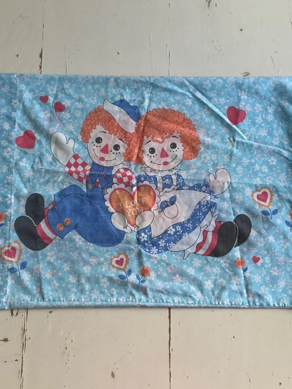 VIntage Sears Raggedy Ann & Andy FULL (82 x 94) Flat sheet + 1 pillowcase